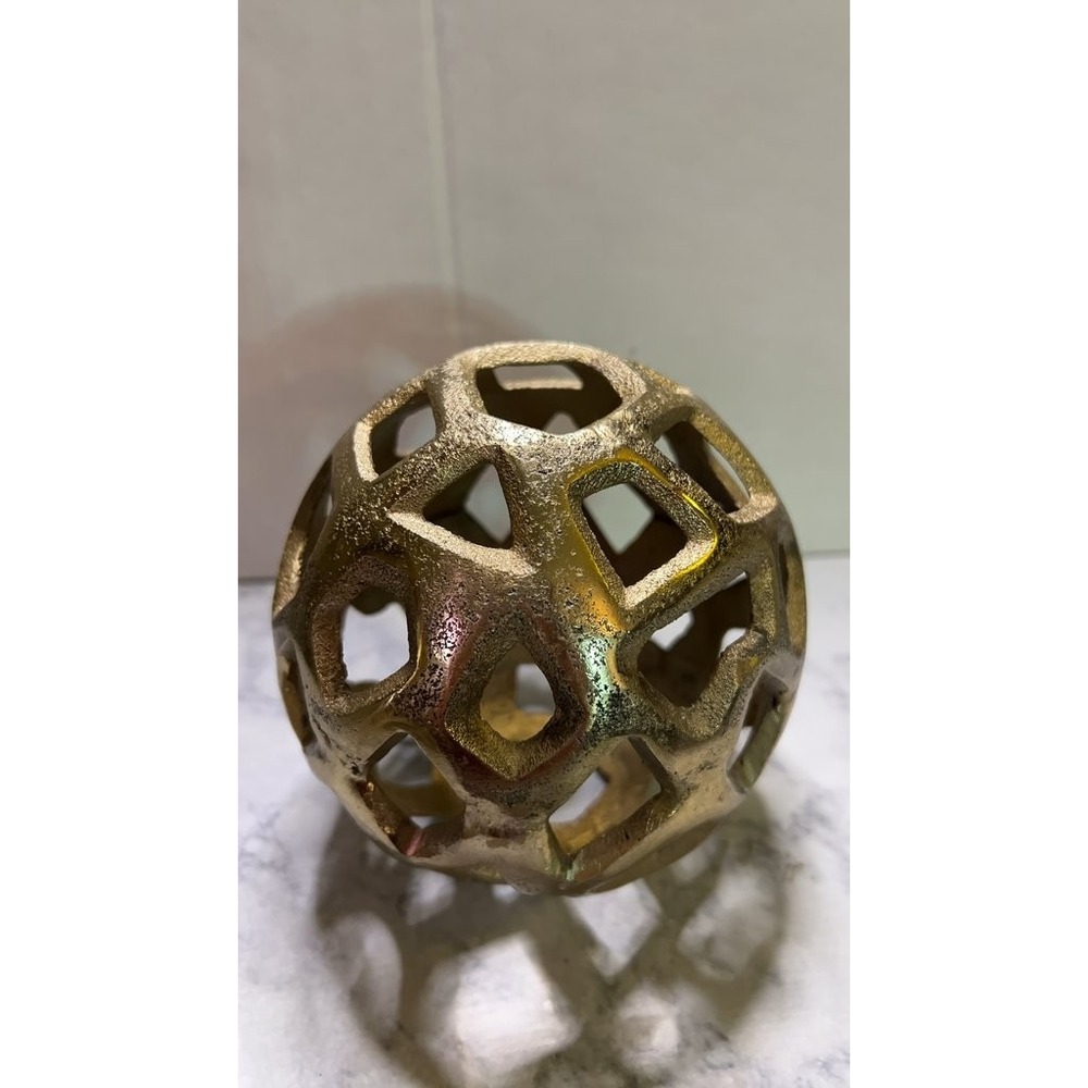 Geometric Brass Decorative Sphere